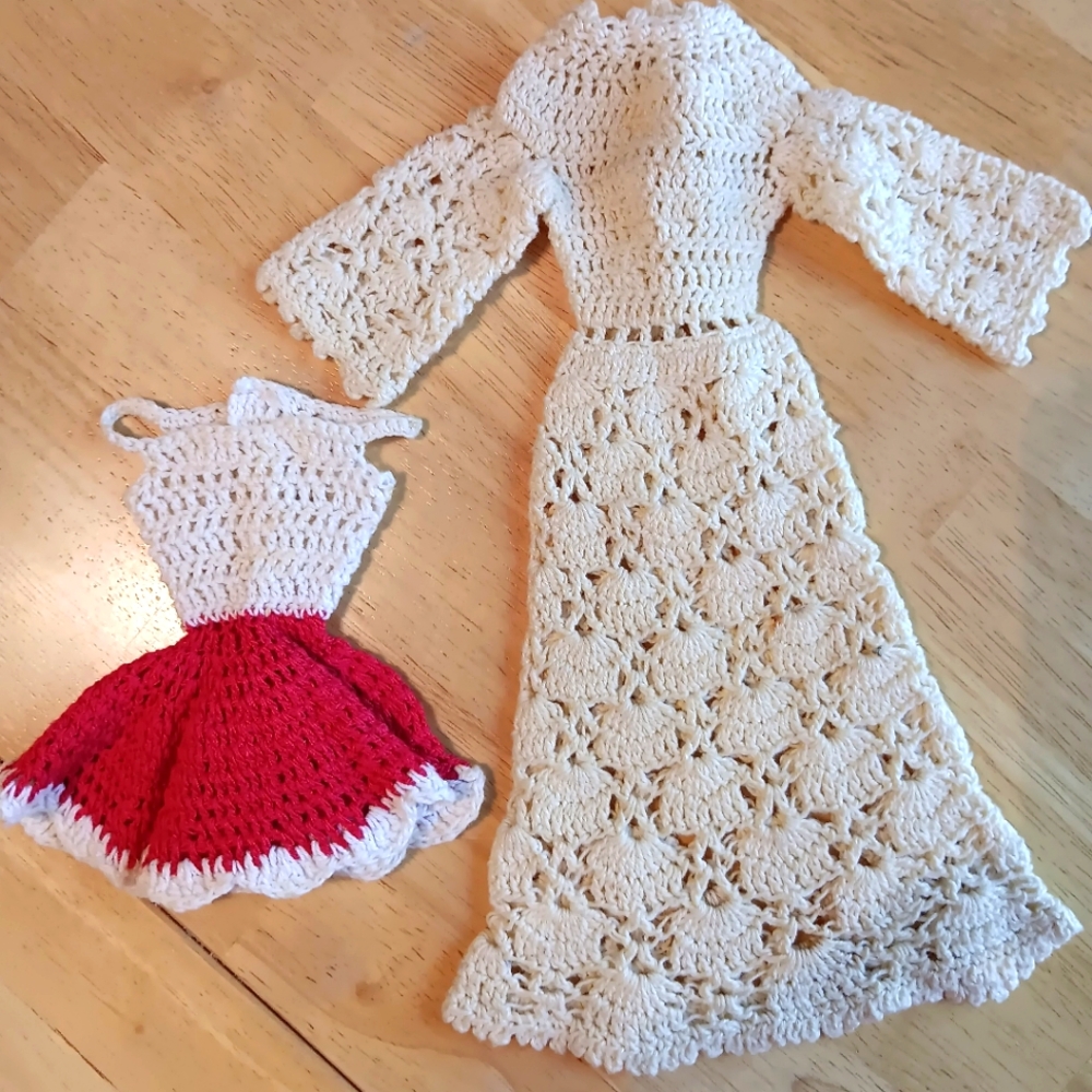 Barbie Size Handmade Crochet Dresses 1960s-1970s